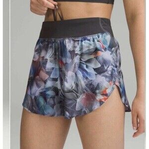 Lululemon Fast Free Short 3" Sz 4 Reflective Classic Fit Floral Multi Print Grey